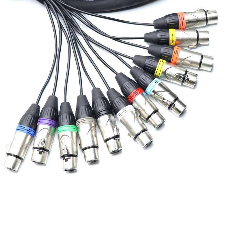 12 Channel 10' fan to fan XLR Snake Cable