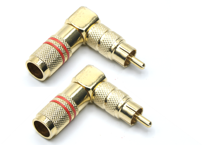 2PK Right Angle Male RCA Connector