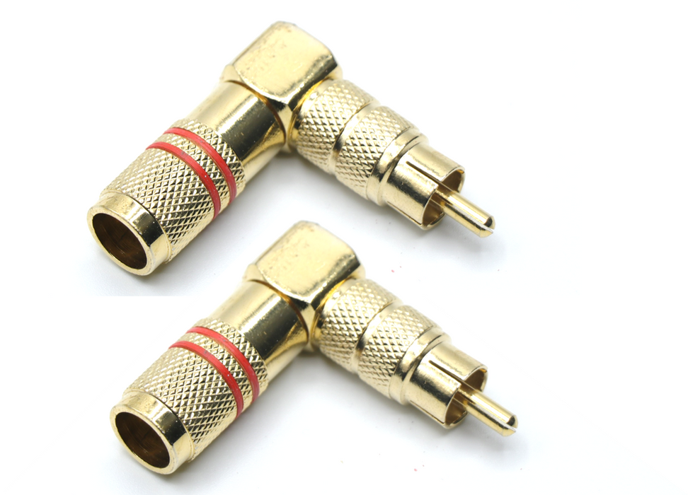 2PK Right Angle Male RCA Connector